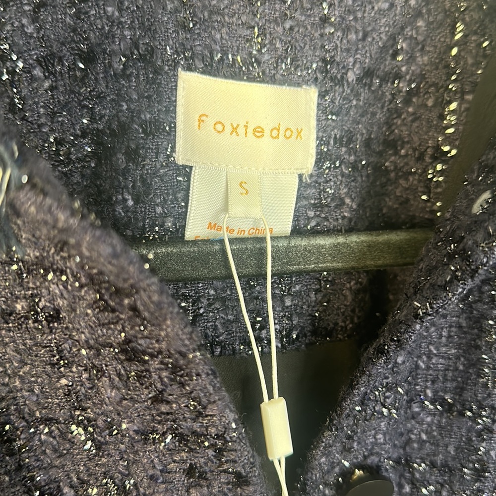 NWT Foxiedox Navy tweed Embroidered Jacket S - Picture 3 of 9